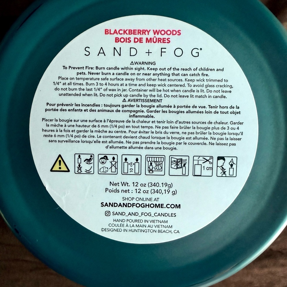 Sand + Fog Candle Hand Poured Blackberry Woods NEW - Picture 3 of 4